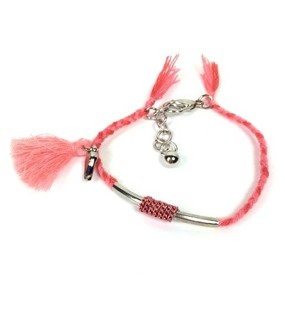 Pulseira Tran&ccedil;ada Rosa Estilo Ibiza (1 un.)
