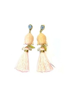 Brincos Estilo Ibiza Buda Branco Sujo / Rosa Claro (1 un)