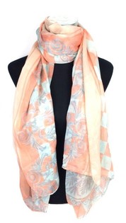 Cachecol estilo Ibiza laranja/azul claro (1 un.)