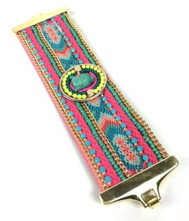 Pulseira Larga de Luxo Estilo Ibiza Multicolor Buda (1 un.)