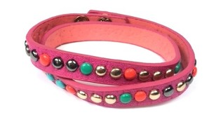 Pulseira Fuchsia com Tachas (Estilo Ibiza)