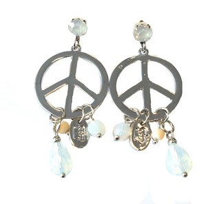 Brincos de Prata Peace com Cristal Branco (1 un.)