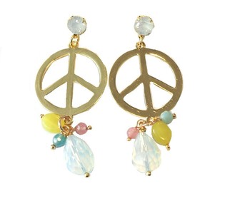 Brincos Estilo Ibiza Paz Dourado Cristal Branco (1 un.)