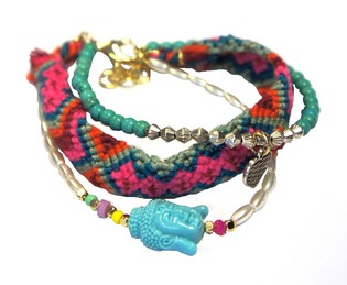 Pulseira Estilo Ibiza de 3 Voltas com Buda (1 un.)