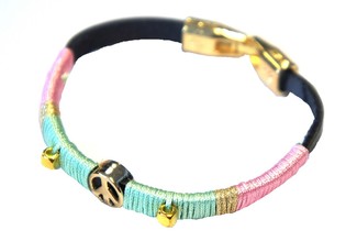 Pulseira Estilo Ibiza com S&iacute;mbolo da Paz Rosa/Menta (1 un)