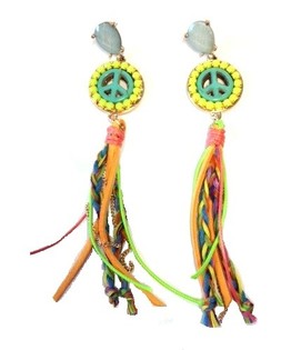Brincos Estilo Ibiza Peace Colorido (1 par)