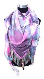 Cachecol com flores roxo (1 un.)