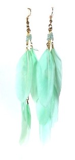 Brincos de Penas Verde Menta | Estilo Ibiza (1 un.)