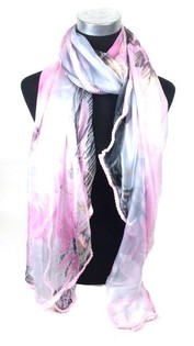 Cachecol Estilo Ibiza Rosa/Cinzento | Acess&oacute;rios B2B