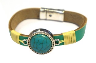 Pulseira estilo Ibiza com pedra turquesa (1 un)