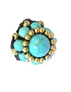 Anel Estilo Ibiza com Pedra Turquesa | Anel Boho