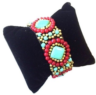 Pulseira Estilo Ibiza Turquesa/Vermelho (1 un.)