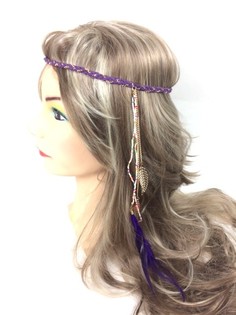 Fita de cabelo entran&ccedil;ada com penas Roxa (1 un.)