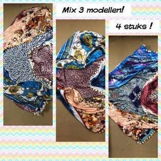 Len&ccedil;o triangular de seda de luxo dupla face modelos mistos (4 un)