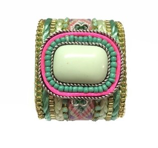 Pulseira larga com pedra menta (1 un.)