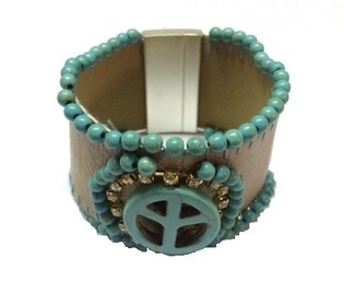 Pulseira Estilo Ibiza Taupe/Turquesa Peace (1 un)