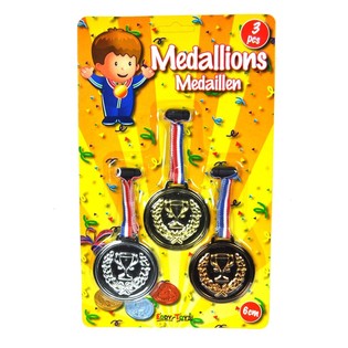 Conj. de 3 medalhas em cart&atilde;o (12 un.)