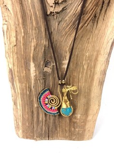 Colar Ibiza HANDMADE ORIGINALS com Bluestone Laranja/Azul (1 un.)