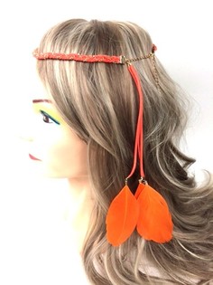 Fita de cabelo entran&ccedil;ada com penas Laranja (1 un.)