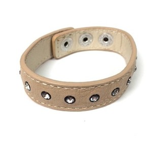 Pulseira Ibiza com Aspeto de Pele Creme e Strass (1 un)