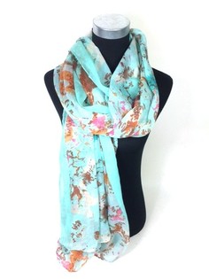 Cachecol Estilo Ibiza Turquesa com Rosa/Castanho (1 un)