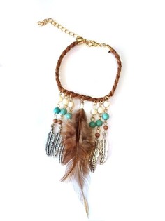 Pulseira Estilo Ibiza Castanha com Pena (1 un)