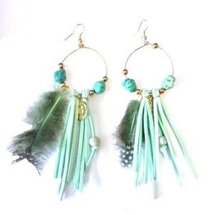 BRINCOS ESTILO IBIZA MENTA (1 un.)