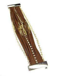 Pulseira Estilo Ibiza Castanho/Dourado (1 un.)