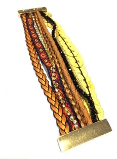 Pulseira Estilo Ibiza Castanha com Moedas (1 un)