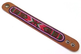 Pulseira de couro azteca com strass azul (1 un)