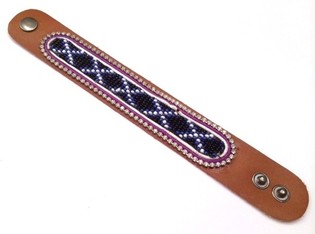 Pulseira de pele Asteca com strass transparente (1 un.)