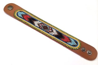 Pulseira de couro Aztek com strass verde (1 un)