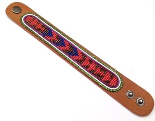 Pulseira de couro asteca strass azul (1 un)