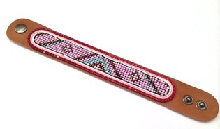 Pulseira de couro asteca com strass vermelho (1 un)