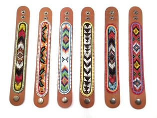 Pulseira de Pele Azteca com Strass Pack Mix (6 un)
