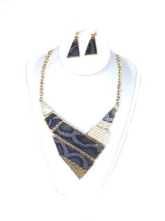 Conjunto de Colar e Brincos Pretos Estilo Ibiza (1 un.)