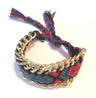 Pulseira tran&ccedil;ada vermelho/azul (1 un.)