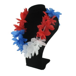 Colar Havaiano - Vermelho / Branco / Azul (12 unid.)
