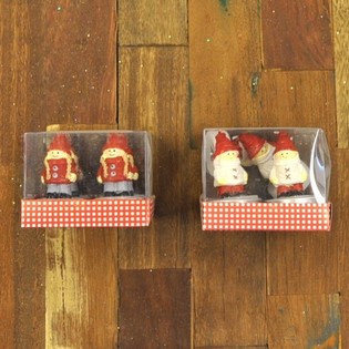 4 VELAS DE CH&Aacute; BONECOS DE NATAL EM CAIXA DE PRESENTE (12 un.)