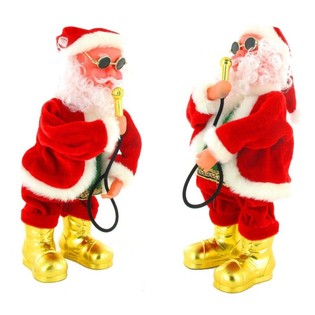 Pai Natal cantor e dan&ccedil;arino com microfone
