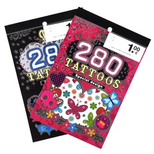 Livros de Tatuagens Tempor&aacute;rias com 280 Autocolantes (24 un.)