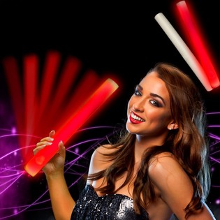 Bastão de Espuma LED Monocromático - Vermelho (24 un.)