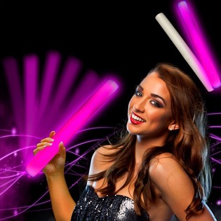 Bast&atilde;o LED de Espuma ROSA - Party Stick - 24 un.