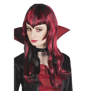 Peruca - cabelo comprido vermelho e preto (1 un.)