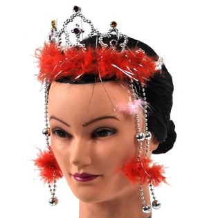 COROA PRATEADA COM BORDA DE PEL&Uacute;CIA E CORD&Otilde;ES (12 un.)