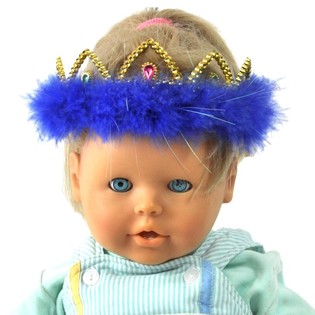 COROA DOURADA COM ORLA DE PELUCHE AZUL (12 unid.)