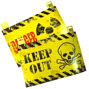 PLACA DECORATIVA PARA PORTA - "DANGER" / "KEEP OUT" (12 un.)