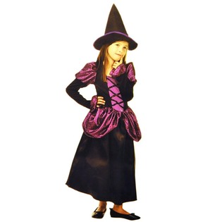 FATO DE BRUXA PRETO/ROXO PARA CRIANÇAS - TAMANHO M