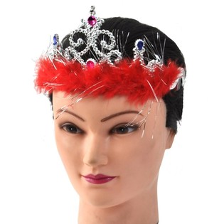 Coroa de Princesa Prateada com Pel&uacute;cia - Modelo 4 (12 unid.)