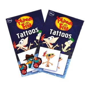 TATUAGENS DISNEY DE 2 PE&Ccedil;AS - MODELO: PHINEAS E FERB (50 un.)